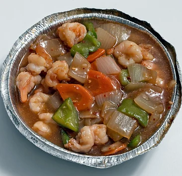 Beijing shrimp with peppers and onion